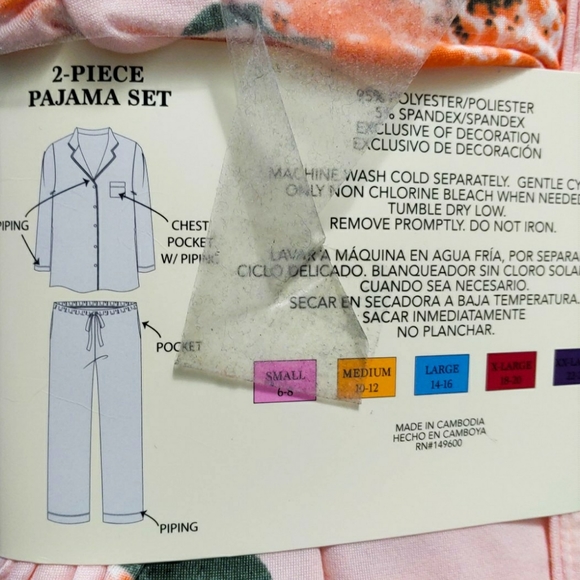 NEW Flora Womens S(6-8)Long Sleeve Collar PJ Set - Picture 4 of 4